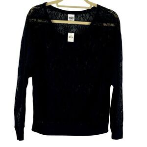New! NWT PINK Victoria’s Secret Lace Long Sleeve Top Small